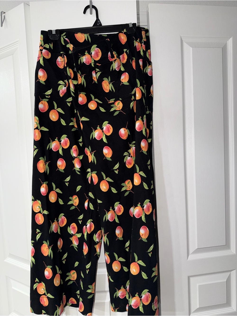 Anthropologie Maeve The Colette Cropped Wide Leg Pants Black Peach